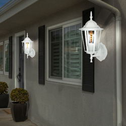 Etc-shop - Set di 2 esterni faretti lampade da giardino ALU lanterne facciate di vetro in un set tra cui lampade a LED en oferta