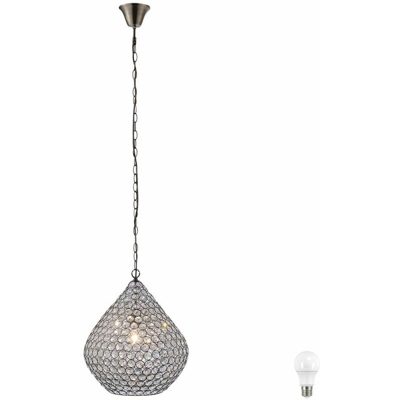 Etc-shop - Lampada sfera di cristallo controsoffitto vecchio ottone lampada a sospensione sala da pranzo set incl. lampade a LED