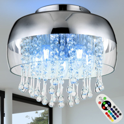 Etc-shop - Plafoniera in vetro cristallo telecomando soggiorno luce cromata dimmerabile in set comprensivo di lampadine LED RGB características