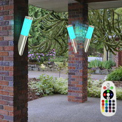 Set di 3 LED RGB in acciaio inox lampade parete esterna di movimento dimmer luci facciata telecomando - ETC-SHOP precio