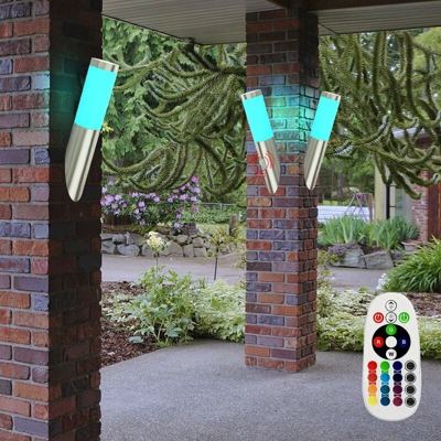 Set di 3 LED RGB in acciaio inox lampade parete esterna di movimento dimmer luci facciata telecomando - ETC-SHOP