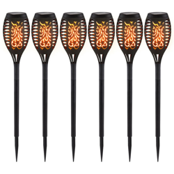 Etc-shop - Set di 6 lampade solari a LED per esterni faretti a terra decorati con punzonatura effetto fuoco luci da giardino en oferta
