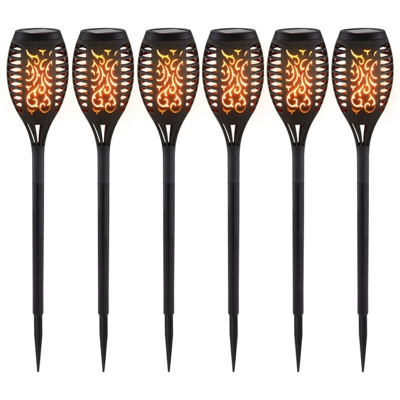 Etc-shop - Set di 6 lampade solari a LED per esterni faretti a terra decorati con punzonatura effetto fuoco luci da giardino
