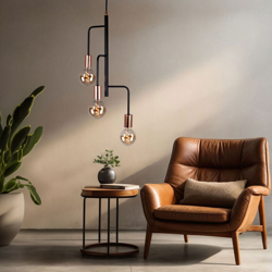 Searchlight - Lampada a sospensione faretto a soffitto lampada a sospensione nera illuminazione soggiorno rame 471081 precio