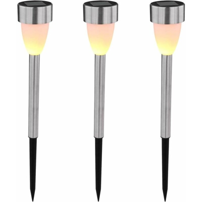 Globo - 3x LED lampada da giardino solare da esterno plug-in luce effetto sfarfallio illuminazione cortile percorso