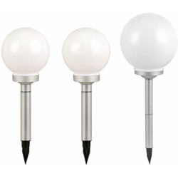 Etc-shop - 3x LED lampade a spina solare sfera luci da giardino terrazzi esterni riflettori diametro 2x 15 cm, 1x 10 cm características