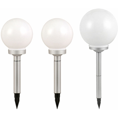 Etc-shop - 3x LED lampade a spina solare sfera luci da giardino terrazzi esterni riflettori diametro 2x 15 cm, 1x 10 cm