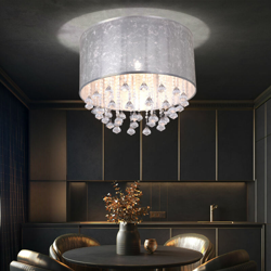 Etc-shop - Lampada da soffitto lampada da parete in tessuto foglia argento cristallo appesa in set con lampadine a LED precio
