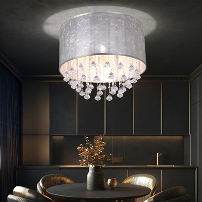 Etc-shop - Lampada da soffitto lampada da parete in tessuto foglia argento cristallo appesa in set con lampadine a LED