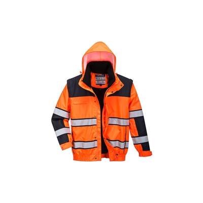Portwest - Giacca Bomber Classic ad alta visibilità | Large - OrBk - NEUTRO (SENZA PERSONALIZZAZIONE)