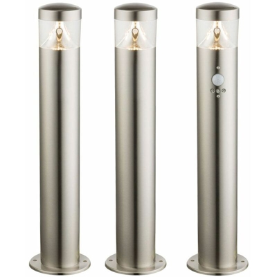 Etc-shop - Set di 3 piani esterni lampade a LED rilevatori di movimento terrazze acciaio Lampade da terra Altezza 50 centimetri