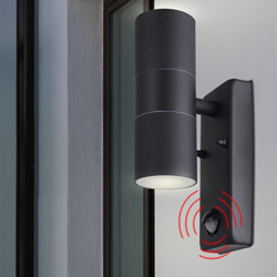 Etc-shop - Lampada da parete esterna UP DOWN ALU rivelatore di movimento per spot light nero in un set con illuminazione a LED precio