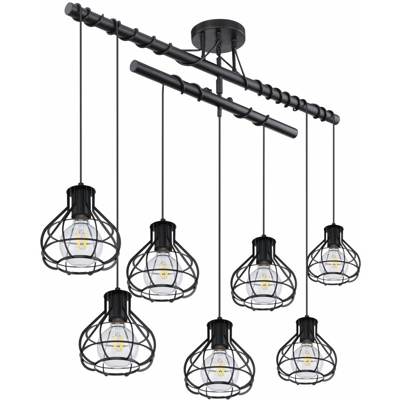Etc-shop - Plafoniera a gabbia retrò Lampada a sospensione da soggiorno FILAMENT regolabile in altezza in un set con lampadine a LED