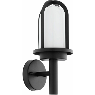 Faretto da parete per esterno acciaio nero lampada giardino cortile terrazzi lampada vetro bianco Eglo 97227