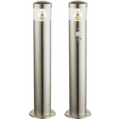 Etc-shop - Set di luci esterne 2 sensore di movimento lampade piano inox LED illuminazione del percorso giardino argento