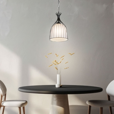 Etc-shop - Lampada a sospensione a soffitto a gabbia lampada a sospensione in vetro da soggiorno nera in un set con lampadine a LED
