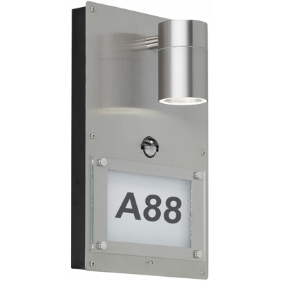Applique da esterno a LED argento porta d'ingresso rilevatore di movimento luce da giardino in acciaio inox WOFI 4046.02.97.7002