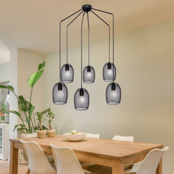 Globo - Lampada a sospensione a soffitto a rete soggiorno design illuminazione lampada a sospensione nero 15395-6H precio