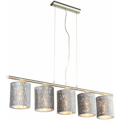 Etc-shop - Lampada a sospensione a soffitto telecomando design tessile lampada a sospensione dimmerabile argento in un set che include lampadine LED