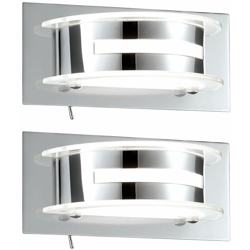 Etc-shop - Set di 2 5 Watt COB disegno della lampada di illuminazione da parete interruttore corridoio di vetro chiaro del LED en oferta