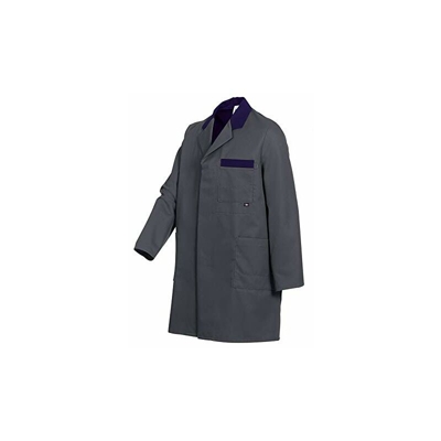 BP 1484-500-0153-38/40 - Cappotto da lavoro in cotone rinforzato, con bottone a pressione, colore: grigio scuro/blu scuro, taglia 38/40