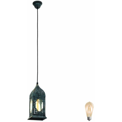 Lampada da soffitto a sospensione vintage soggiorno corridoio lampada a sospensione lanterna in vetro incl con lampadina a LED - ETC-SHOP