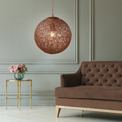 Lampada a sospensione palla in rattan, sospensione a sospensione, colore marrone chiaro nel set, incluse lampadine a LED - ETC-SHOP características