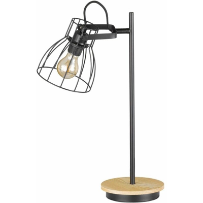 Etc-shop - Lampada da comodino da comodino vintage con filamento nero, punto luminoso in legno da soggiorno mobile in un set con lampadine a LED