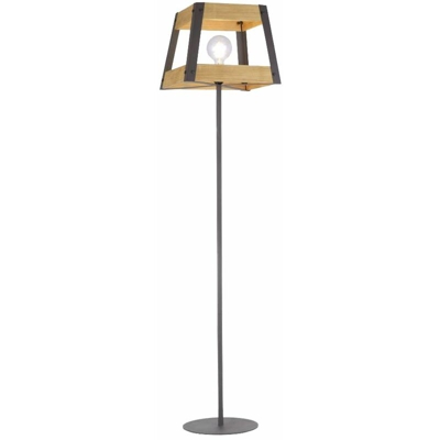 Etc-shop - Proiettore a soffitto lampada da terra in legno RETRO filamento soggiorno lampada laterale in ferro in un set di lampadine LED