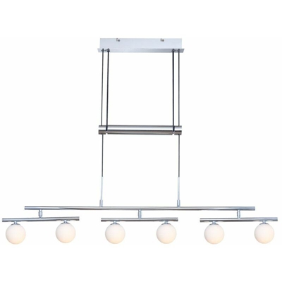 Globo - Lampada a sospensione da soggiorno illuminazione a soffitto a pendolo in vetro a sfera apparecchio regolabile in altezza 56120 -6H