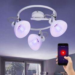 Etc-shop - Faretto da soffitto intelligente Lampada Rondell regolabile dimmer regolabile tramite app vocale telefono cellulare in un set che include características