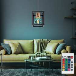 Etc-shop - Retro lampada a sospensione dimmerabile legno pendolo nero opaco lampada da soffitto telecomando in un set che include lampadine LED RGB características