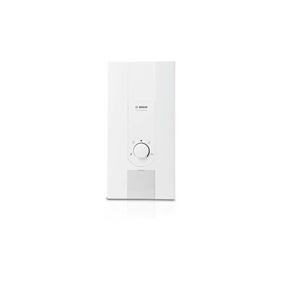 Bosch TR5000R EAB Tronic Comfort 18/21 - Scaldabagno elettrico con tecnologia AquaStop, temperatura desiderata tramite manopola, 400 V, bianco/grigio