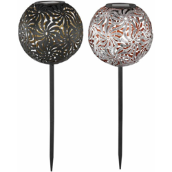 Etc-shop - Set di 2 luci a LED a sfera con sfera solare decorazione da giardino in argento treccia con spago per terrazze lampade da ruggine precio