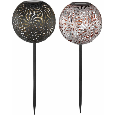 Etc-shop - Set di 2 luci a LED a sfera con sfera solare decorazione da giardino in argento treccia con spago per terrazze lampade da ruggine