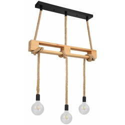 Globo - Lampada a sospensione a soffitto in legno soggiorno sala da pranzo corda di canapa lampada a sospensione marrone 69029-3P en oferta