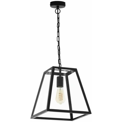 Etc-shop - Lampada a sospensione a soffitto in stile industriale, soggiorno, sala da pranzo, lampada a sospensione in vetro nera in un set con