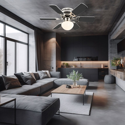 Etc-shop - Ventilatore da soffitto più silenzioso, interruttore a tirare, lampada, ventilatore, raffreddamento, lampada, 3 -step, pale, reversibili,