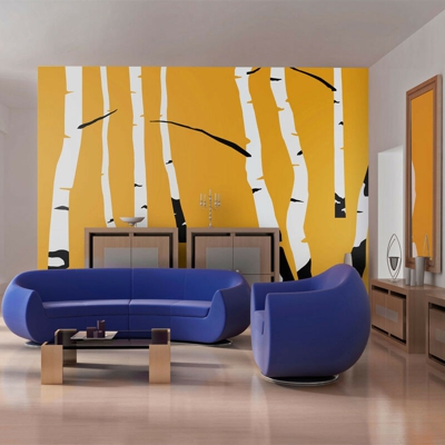 Fotomurale - Birches on the orange background