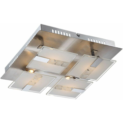 plafoniera LED 4-fiamma vetro cromo raso chiaro 18 watt Globo 41.711-4 precio