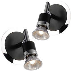 Etc-shop - Set di 2 riflettori parete Lampada da illuminazione portatile cromo nero en oferta