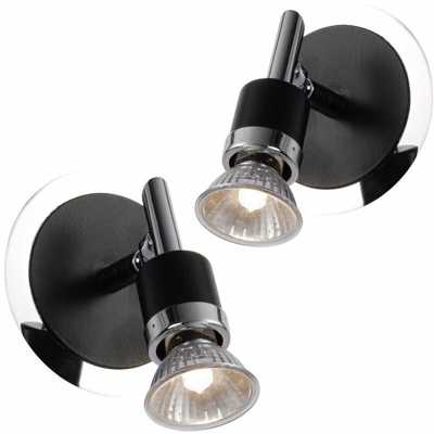 Etc-shop - Set di 2 riflettori parete Lampada da illuminazione portatile cromo nero