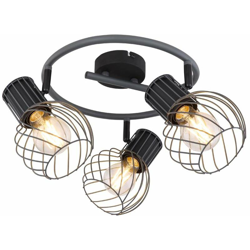 Globo - Plafoniera gabbia metallica 3 fiamme tonde faretti faretti lampada orientabile en oferta