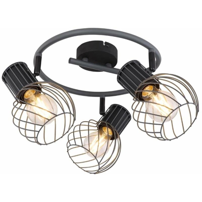 Globo - Plafoniera gabbia metallica 3 fiamme tonde faretti faretti lampada orientabile
