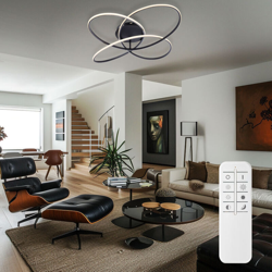 Etc-shop - Plafoniera led lampada telecomando dimmerabile luce notturna in metallo nero opaco precio