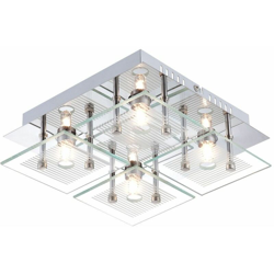 Plafoniera da soffitto a soffitto in vetro cromato lucido Globo Gilma 49201-4 características