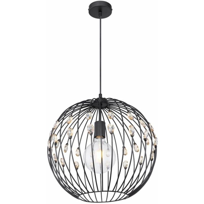 Globo - Plafoniera design sospensione lampada a sospensione cristalli K9 sfera nera ambra
