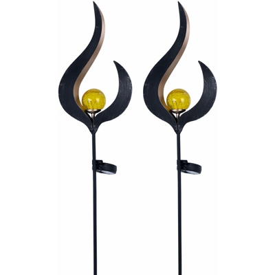 Etc-shop - Set di 2 LED lampada solare illuminazione esterna decorazione spina disegno fiamma