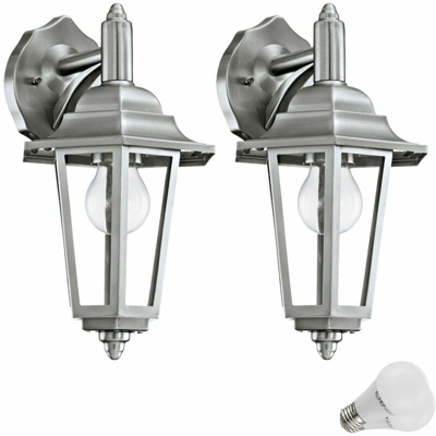 Etc-shop - Set di 2 7 Watt LED parete esterna in acciaio inox IP44 Apparecchio Lighting A +