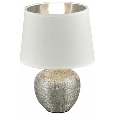 Reality Leuchten - Lampada da comodino in ceramica con scrittoio argento bianco soggiorno lampada tessile Reality R50621089